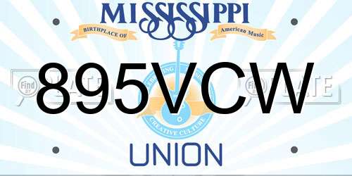 895VCW Mississippi License Plate