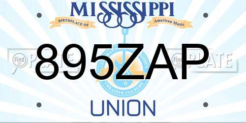 895ZAP Mississippi License Plate