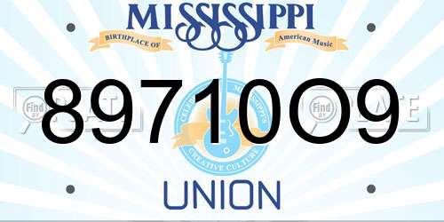 89710O9 Mississippi License Plate