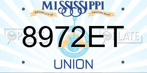 8972ET Mississippi License Plate