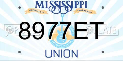 8977ET Mississippi License Plate
