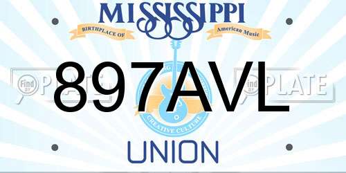 897AVL Mississippi License Plate