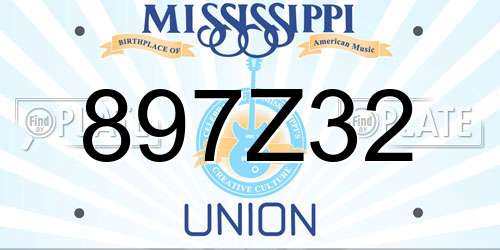 897Z32 Mississippi License Plate