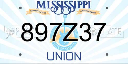 897Z37 Mississippi License Plate