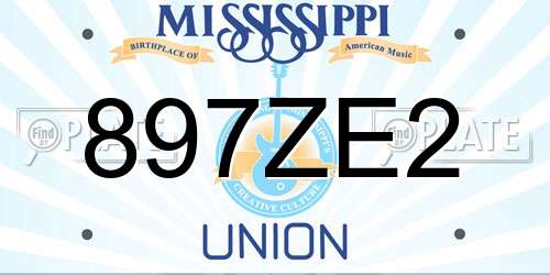 897ZE2 Mississippi License Plate