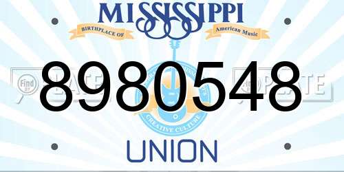 8980548 Mississippi License Plate