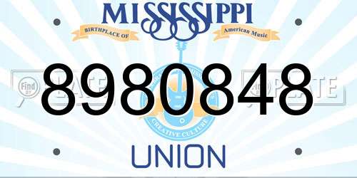 8980848 Mississippi License Plate