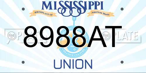 8988AT Mississippi License Plate