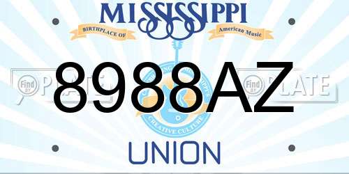 8988AZ Mississippi License Plate