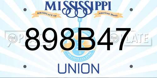 898B47 Mississippi License Plate