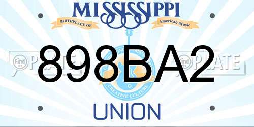 898BA2 Mississippi License Plate
