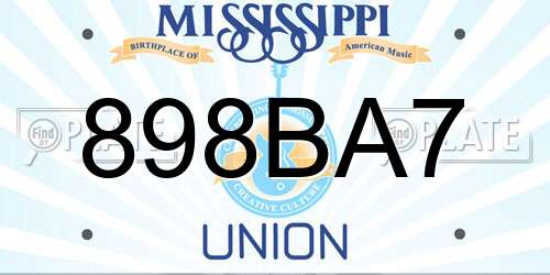 898BA7 Mississippi License Plate
