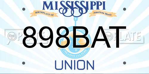 898BAT Mississippi License Plate