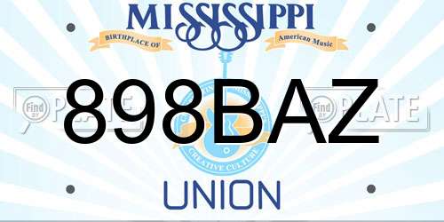 898BAZ Mississippi License Plate
