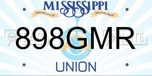 898GMR Mississippi License Plate