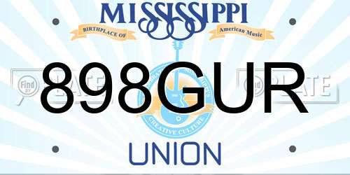 898GUR Mississippi License Plate