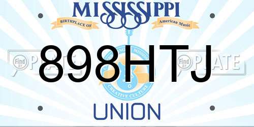 898HTJ Mississippi License Plate