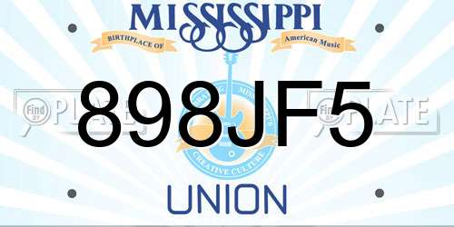 898JF5 Mississippi License Plate