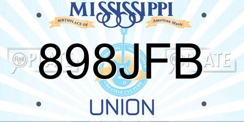 898JFB Mississippi License Plate