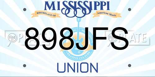 898JFS Mississippi License Plate