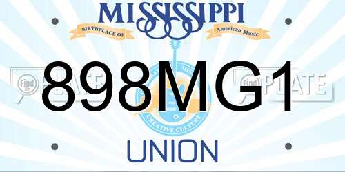 898MG1 Mississippi License Plate