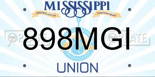 898MGI Mississippi License Plate