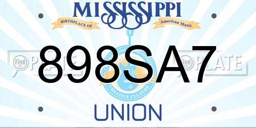898SA7 Mississippi License Plate