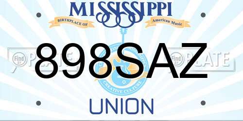 898SAZ Mississippi License Plate