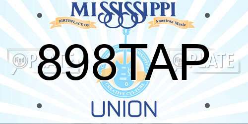 898TAP Mississippi License Plate