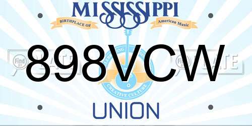 898VCW Mississippi License Plate