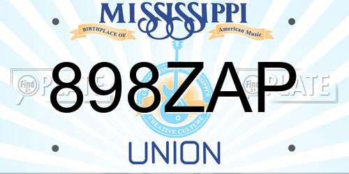 898ZAP Mississippi License Plate