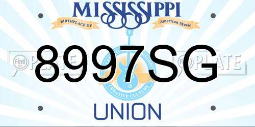 8997SG Mississippi License Plate