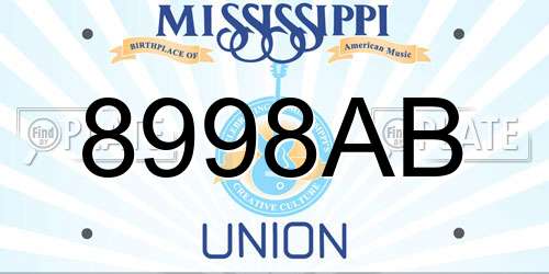 8998AB Mississippi License Plate