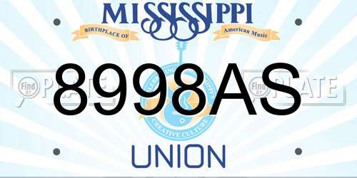 8998AS Mississippi License Plate