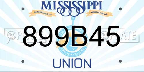 899B45 Mississippi License Plate
