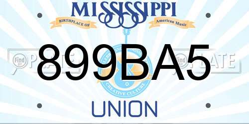 899BA5 Mississippi License Plate