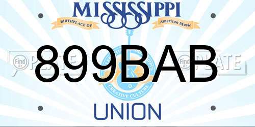 899BAB Mississippi License Plate