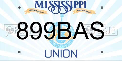899BAS Mississippi License Plate