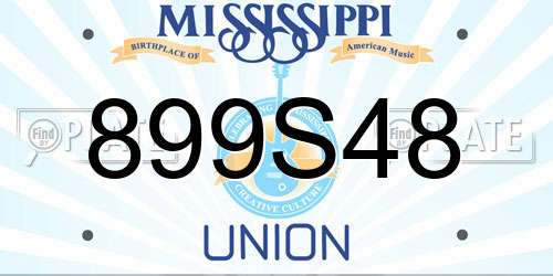 899S48 Mississippi License Plate