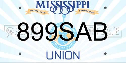 899SAB Mississippi License Plate