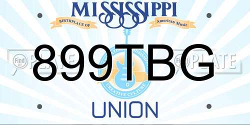 899TBG Mississippi License Plate