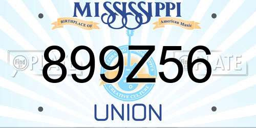899Z56 Mississippi License Plate