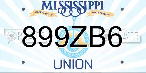 899ZB6 Mississippi License Plate