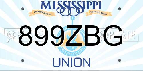 899ZBG Mississippi License Plate