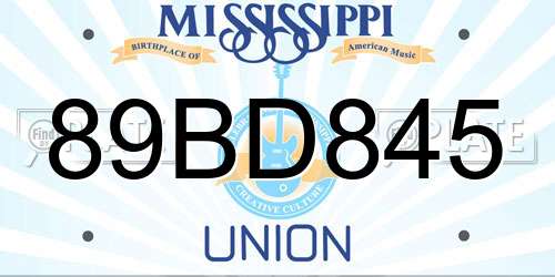 89BD845 Mississippi License Plate