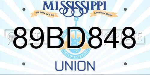 89BD848 Mississippi License Plate