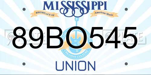 89BO545 Mississippi License Plate