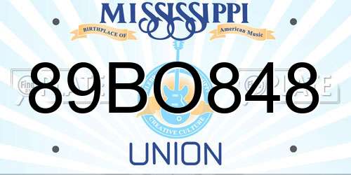 89BO848 Mississippi License Plate
