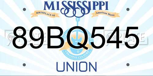 89BQ545 Mississippi License Plate