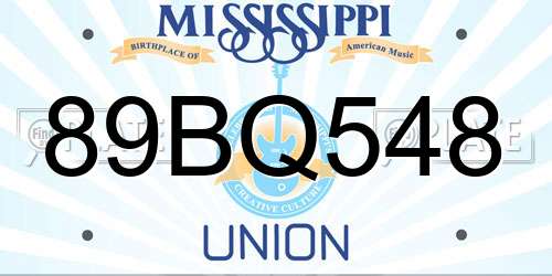 89BQ548 Mississippi License Plate